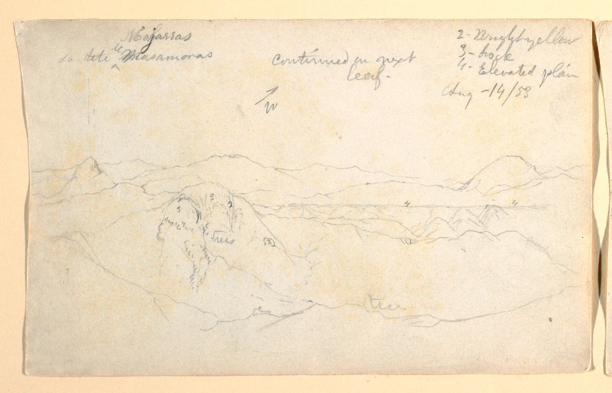 Rajz, Hegyi táj, Kolumbia, 1853. augusztus 14. alkotó: Frederic Edwin Church