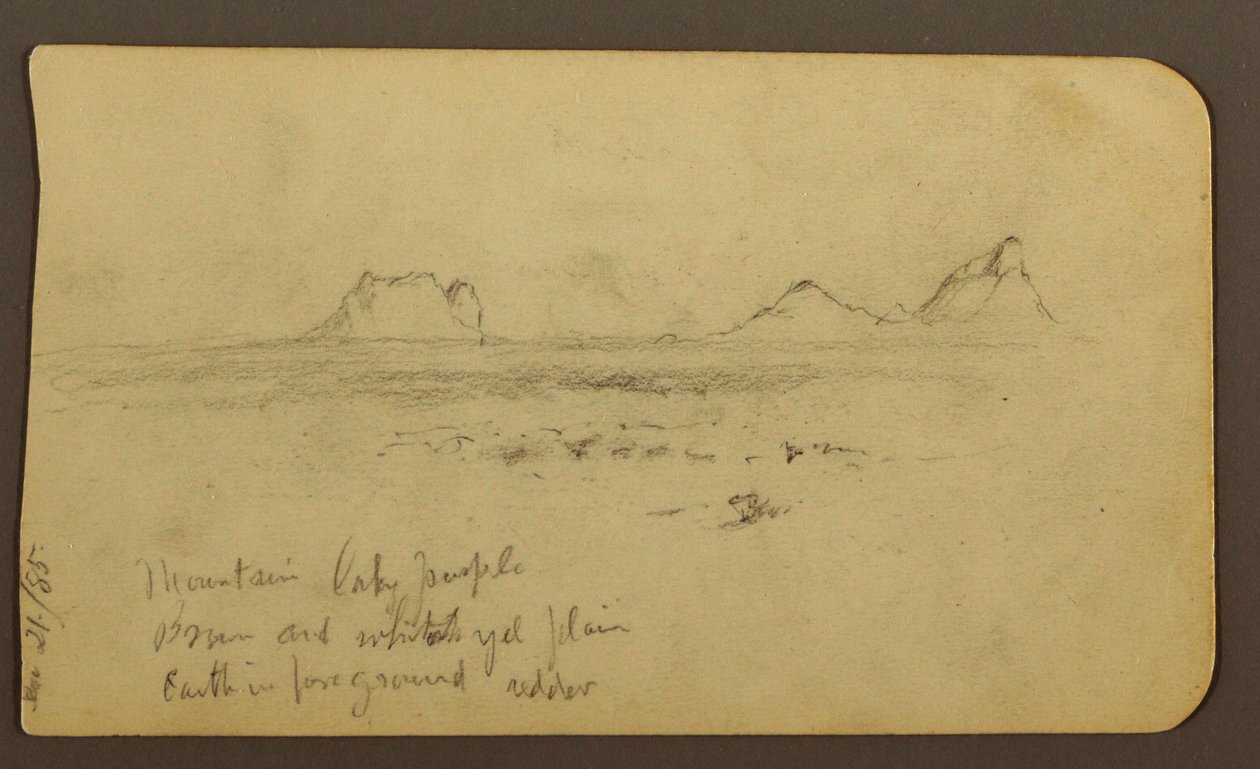 Rajz, Hegyek; hátoldal: Foothills amp; Mountain Range, 1885. december 21. alkotó: Frederic Edwin Church