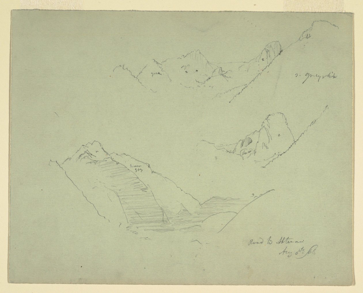 Rajz, Abtenau melletti hegyek, Salzkammergut, 1868. augusztus 5. alkotó: Frederic Edwin Church