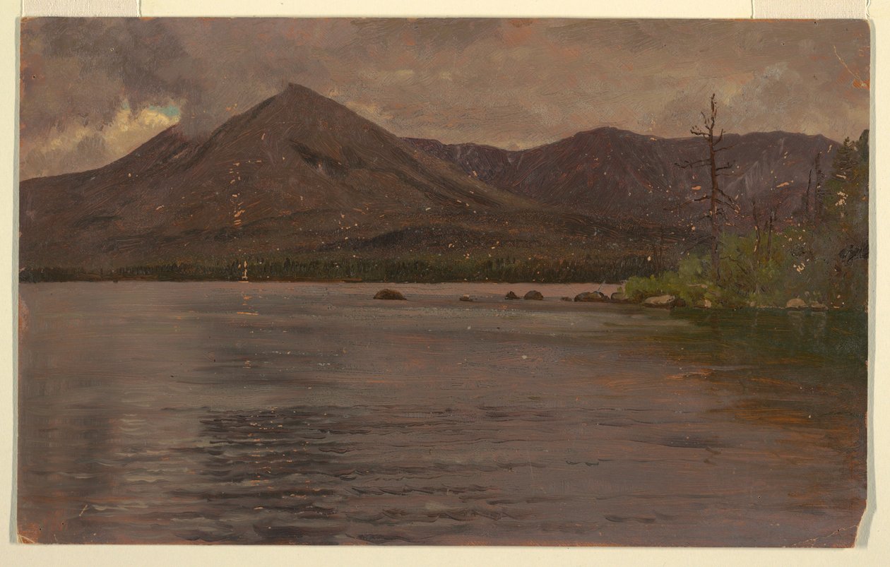 Rajz, Katahdin hegy, a Katahdin-tó felől, 1877 alkotó: Frederic Edwin Church