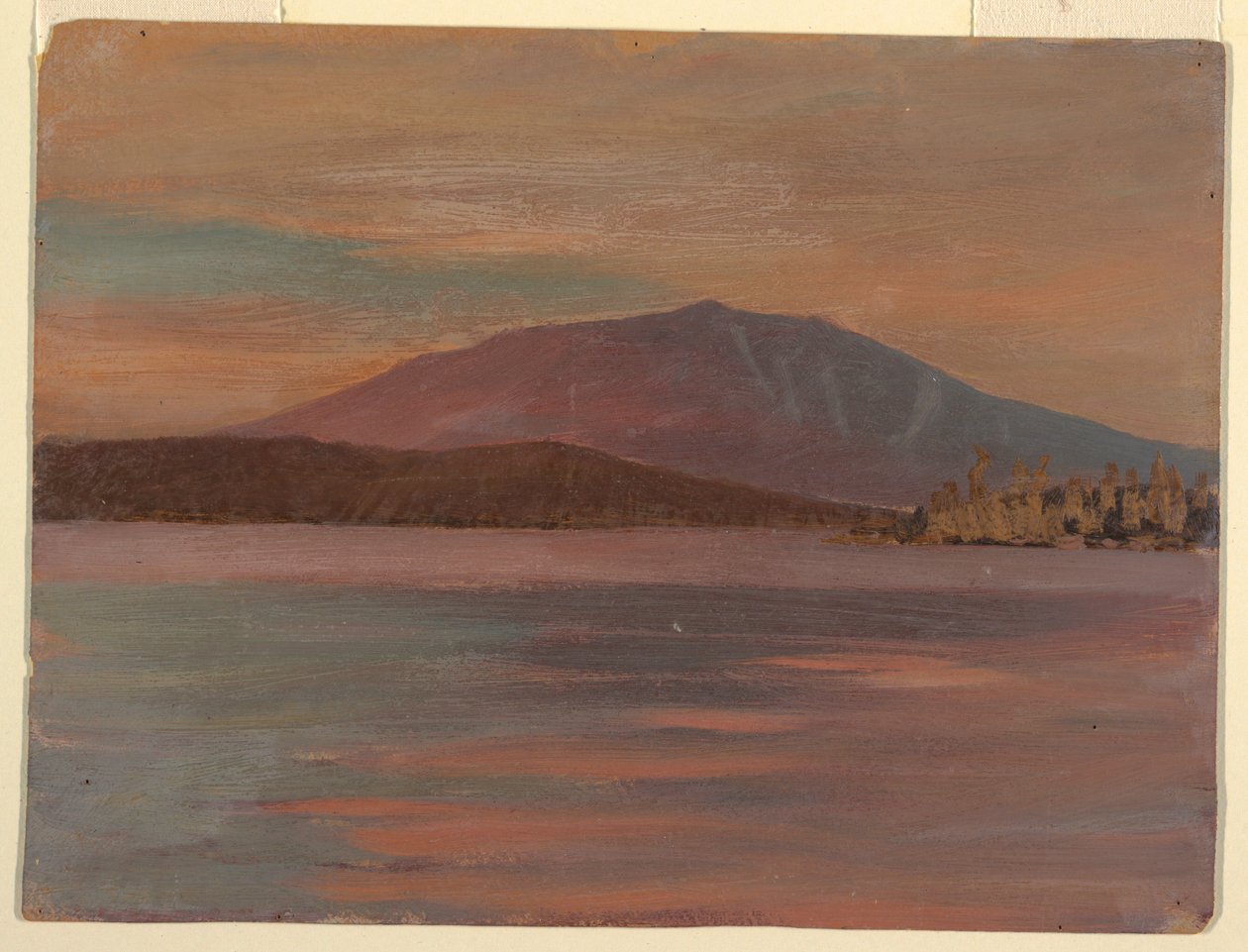 Rajz, Katahdin hegy a Togue-tó felől, 1877 alkotó: Frederic Edwin Church