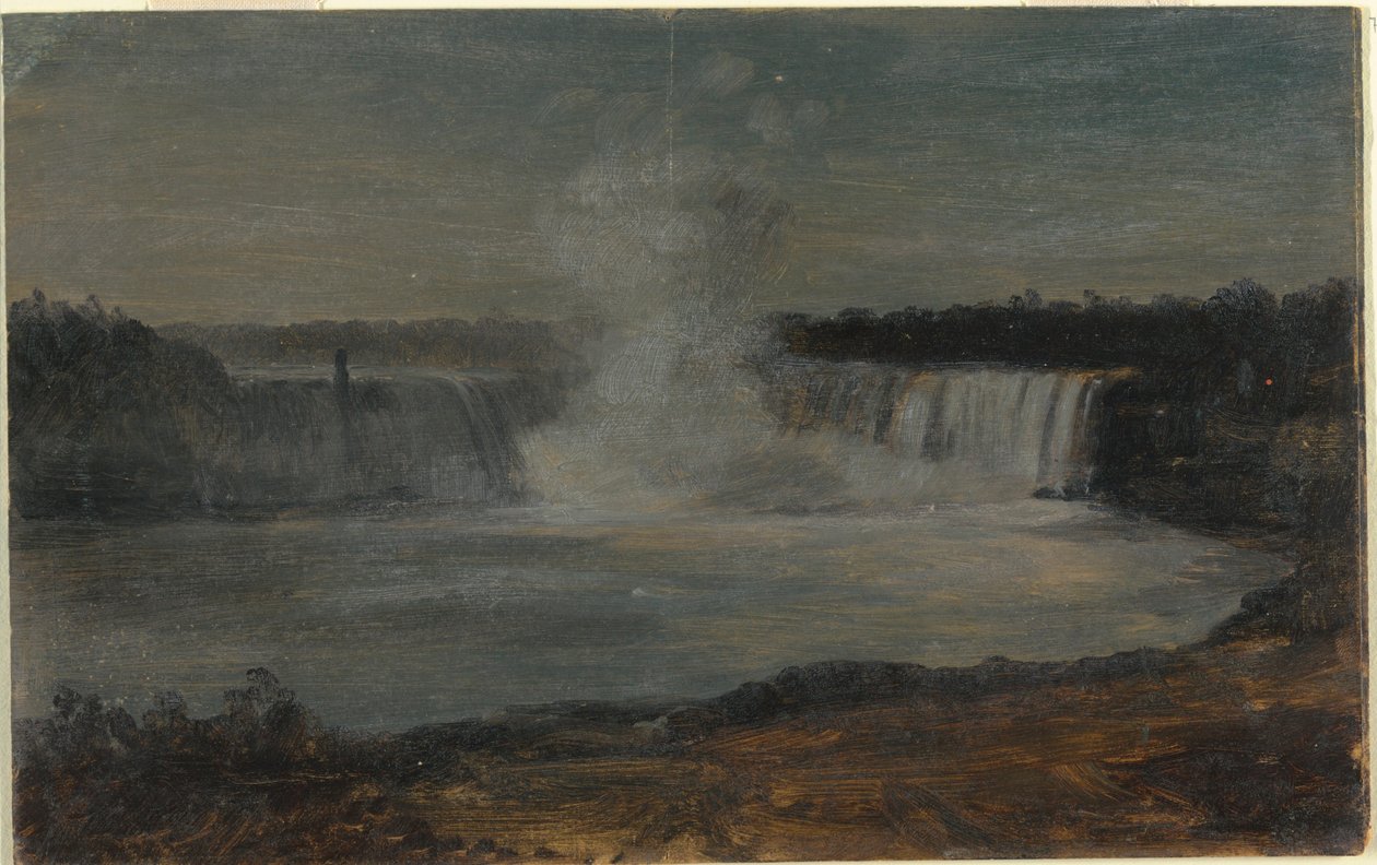 Rajz, Niagara-vízesés esti fényben, 1856 szeptembere alkotó: Frederic Edwin Church