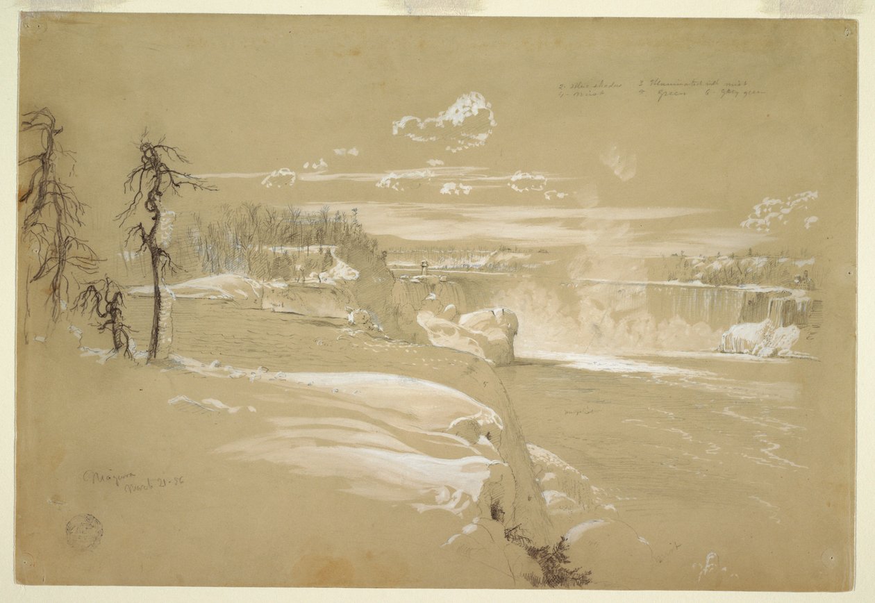 Rajz, Niagara-vízesés télen, 1856. március 21. alkotó: Frederic Edwin Church