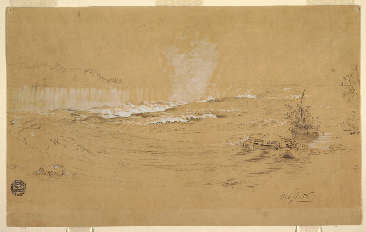 Rajz, Niagara: Kecskesziget, 1856. október alkotó: Frederic Edwin Church