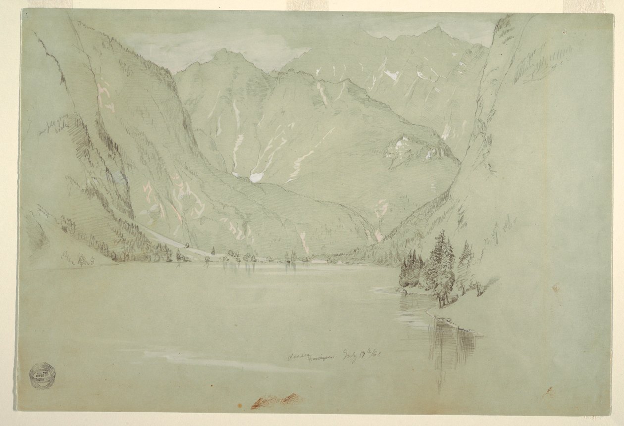 Rajz, Obersee, Berchtesgaden, Bajorország, 1868. július 17. alkotó: Frederic Edwin Church
