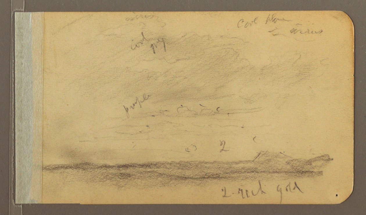 Rajz, Orizaba; hátoldal: Felhős égbolt, tető, 1889 alkotó: Frederic Edwin Church