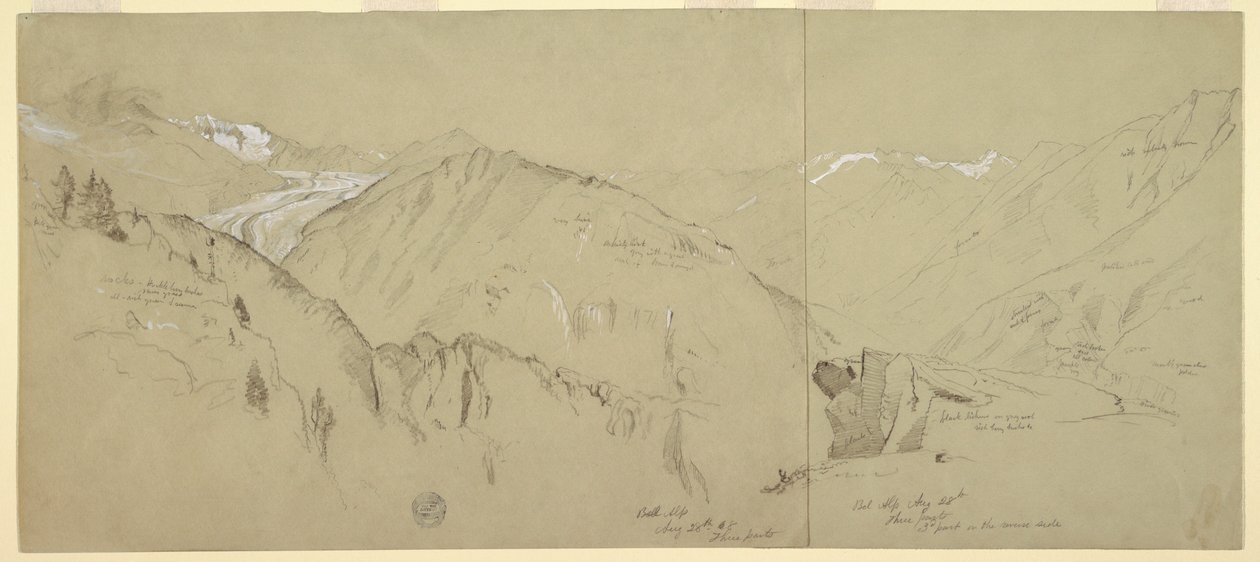 Rajz, Panoráma Bel Arpból, 1868 alkotó: Frederic Edwin Church