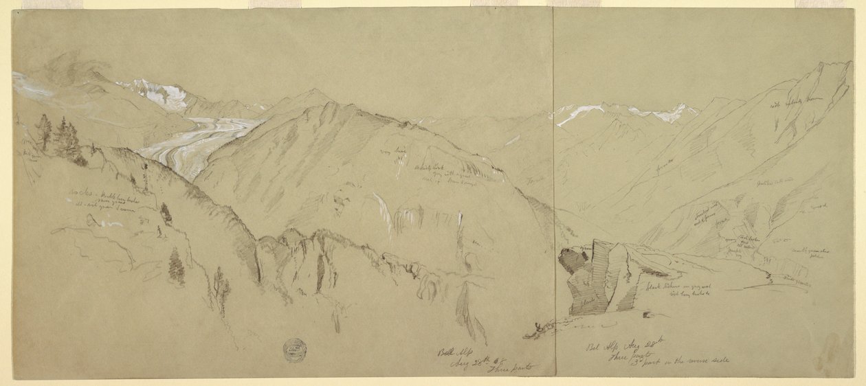 Rajz, Panoráma Bel Arpból, 1868 alkotó: Frederic Edwin Church