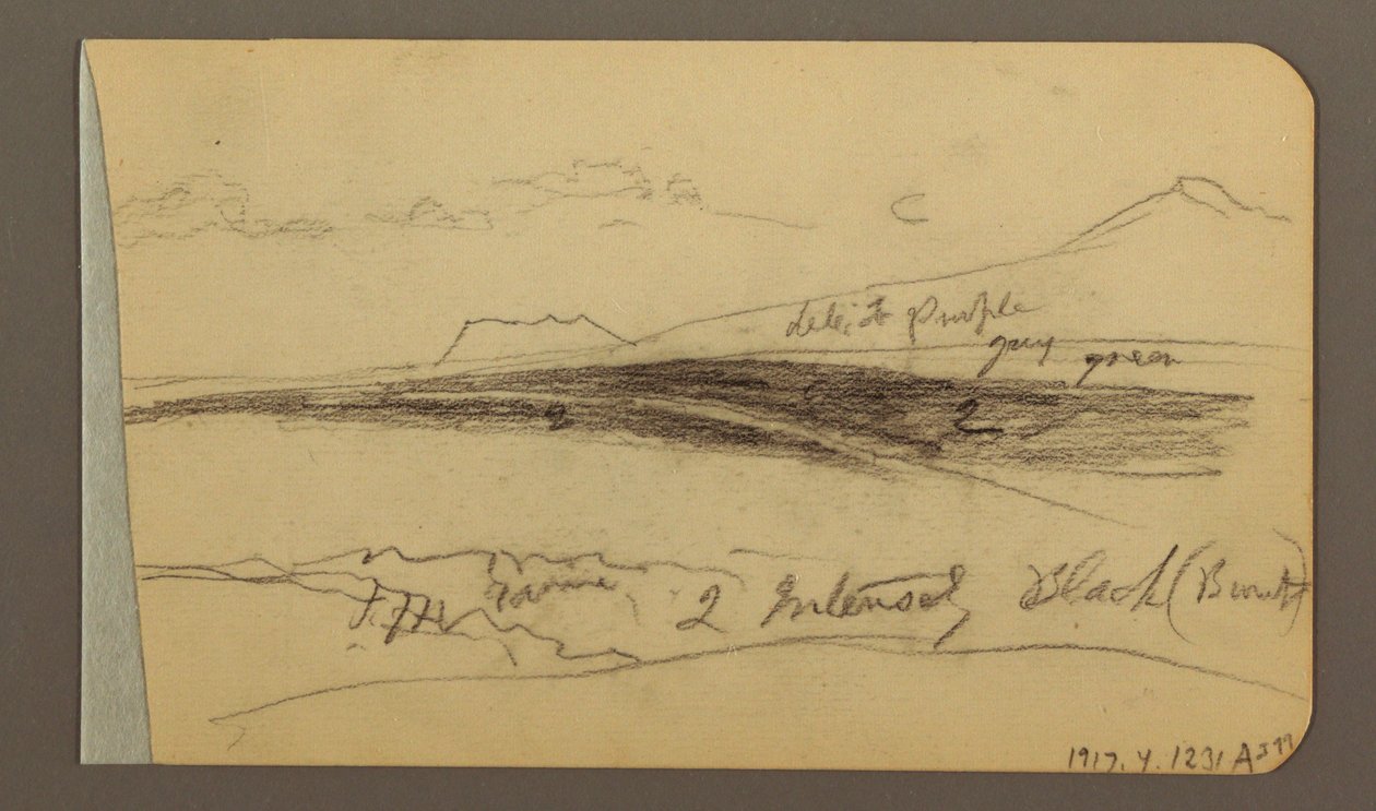 Rajz, síkság, domb, város; hátoldal: Hegyvidék, 1889 alkotó: Frederic Edwin Church