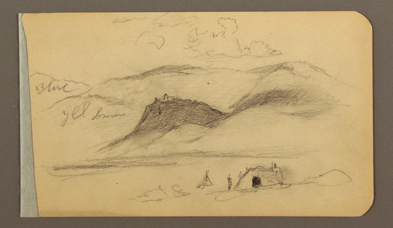 Rajz, síkság, domb, város; hátoldal: Hegyvidék, 1889 alkotó: Frederic Edwin Church