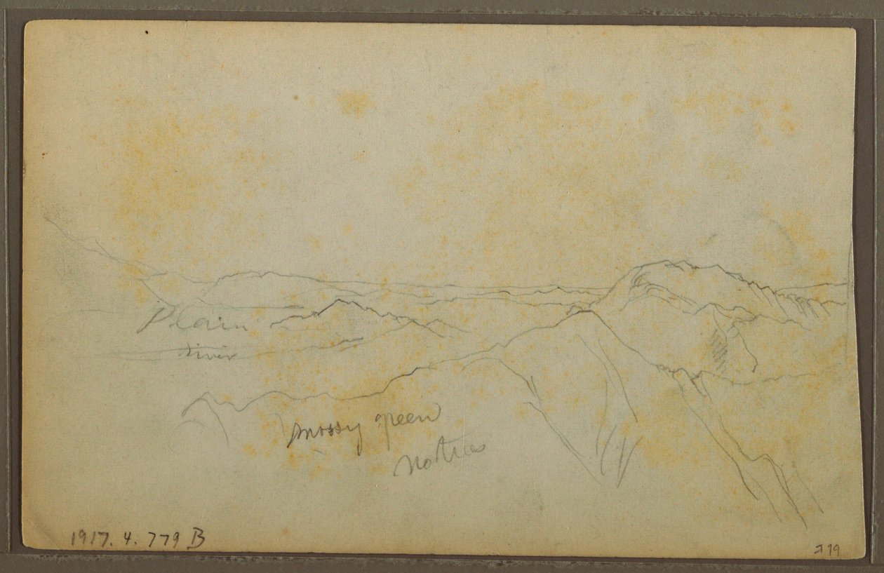 Rajz, Popayan, Kolumbia; hátoldal: Hegyvidéki táj, Kolumbia, 1853. augusztus 9. alkotó: Frederic Edwin Church