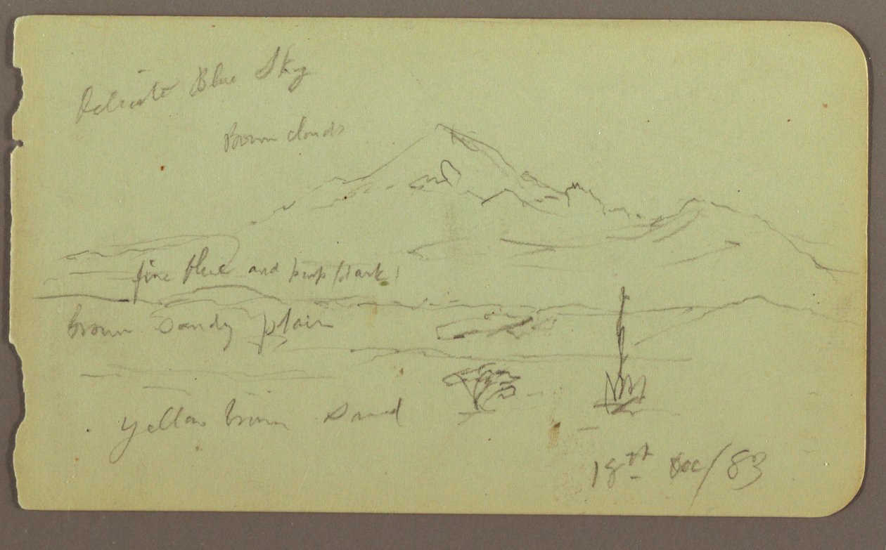Rajz, Popocatapel; hátoldal: Fríz a Texcoco Hotelről, 1883. december 18. alkotó: Frederic Edwin Church