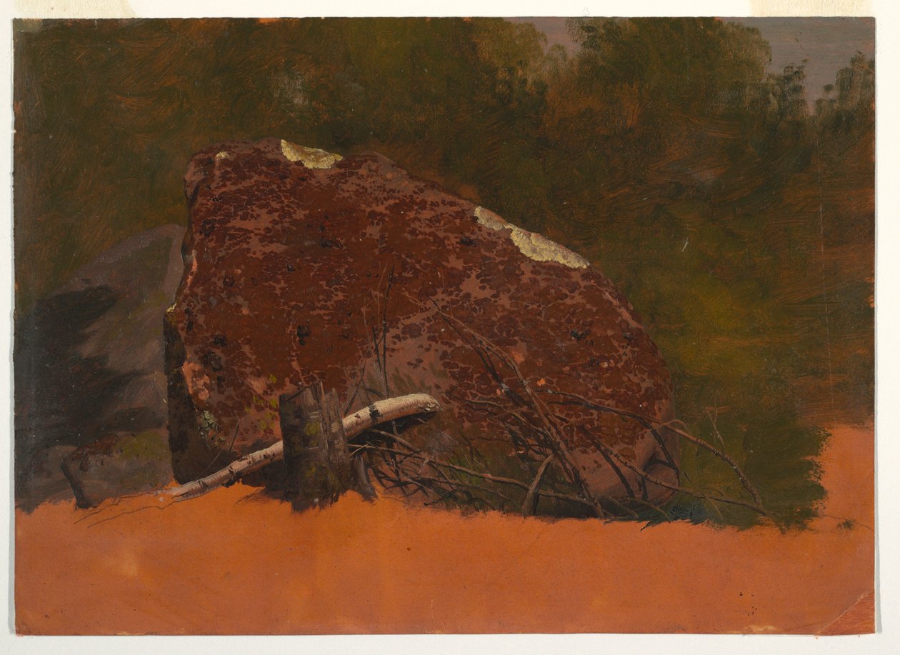 Rajz, Valószínűleg Mt. Desert, Island, szikla, 1845 körül alkotó: Frederic Edwin Church