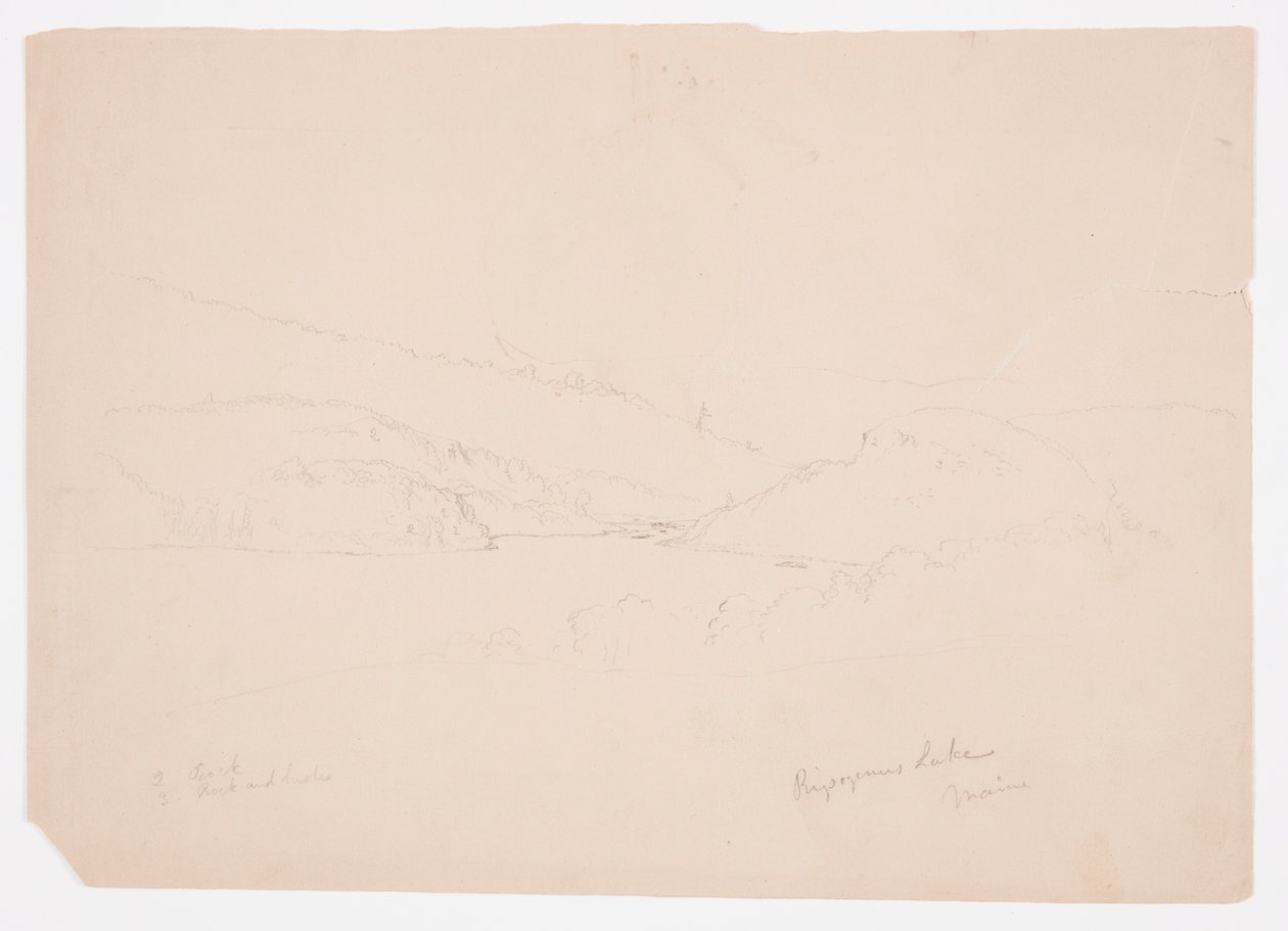 Rajz, Ripogenus-tó, 1855 körül. alkotó: Frederic Edwin Church