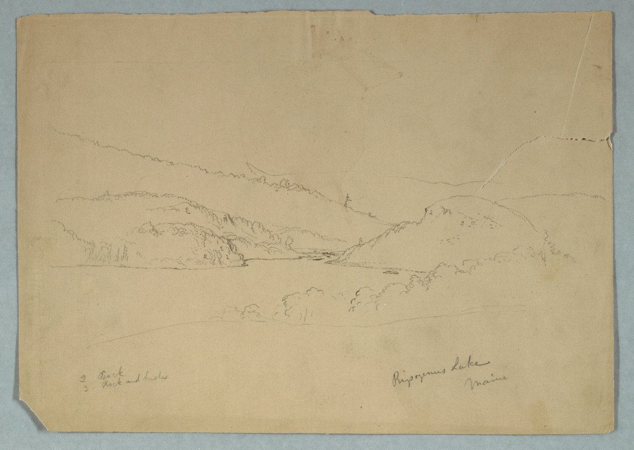 Rajz, Ripogenus-tó, 1855 körül. alkotó: Frederic Edwin Church