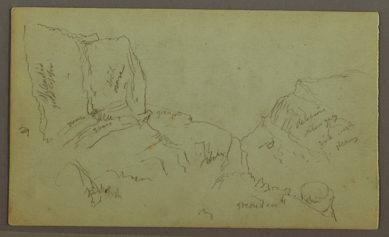 Rajz, Sziklás hegycsúcsok, talán 1868 alkotó: Frederic Edwin Church