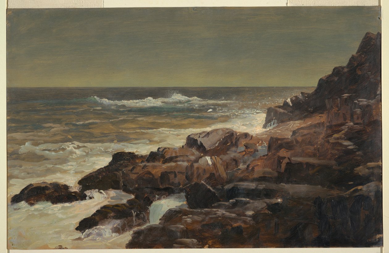 Rajz, Rocky Seashore, Maine, 1860 körül. alkotó: Frederic Edwin Church