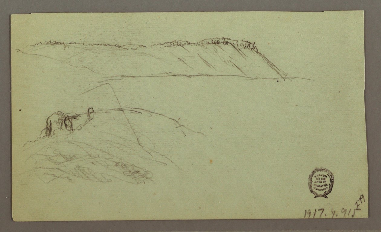 Rajz, Falakkal körülvett romok, sátrak, két alakos tanulmány, 1868. április 28. alkotó: Frederic Edwin Church