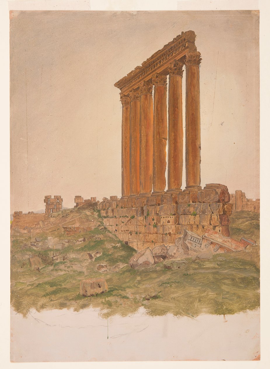 Rajz, Zeusz templomának romjai, Baalbek, 1868. május alkotó: Frederic Edwin Church