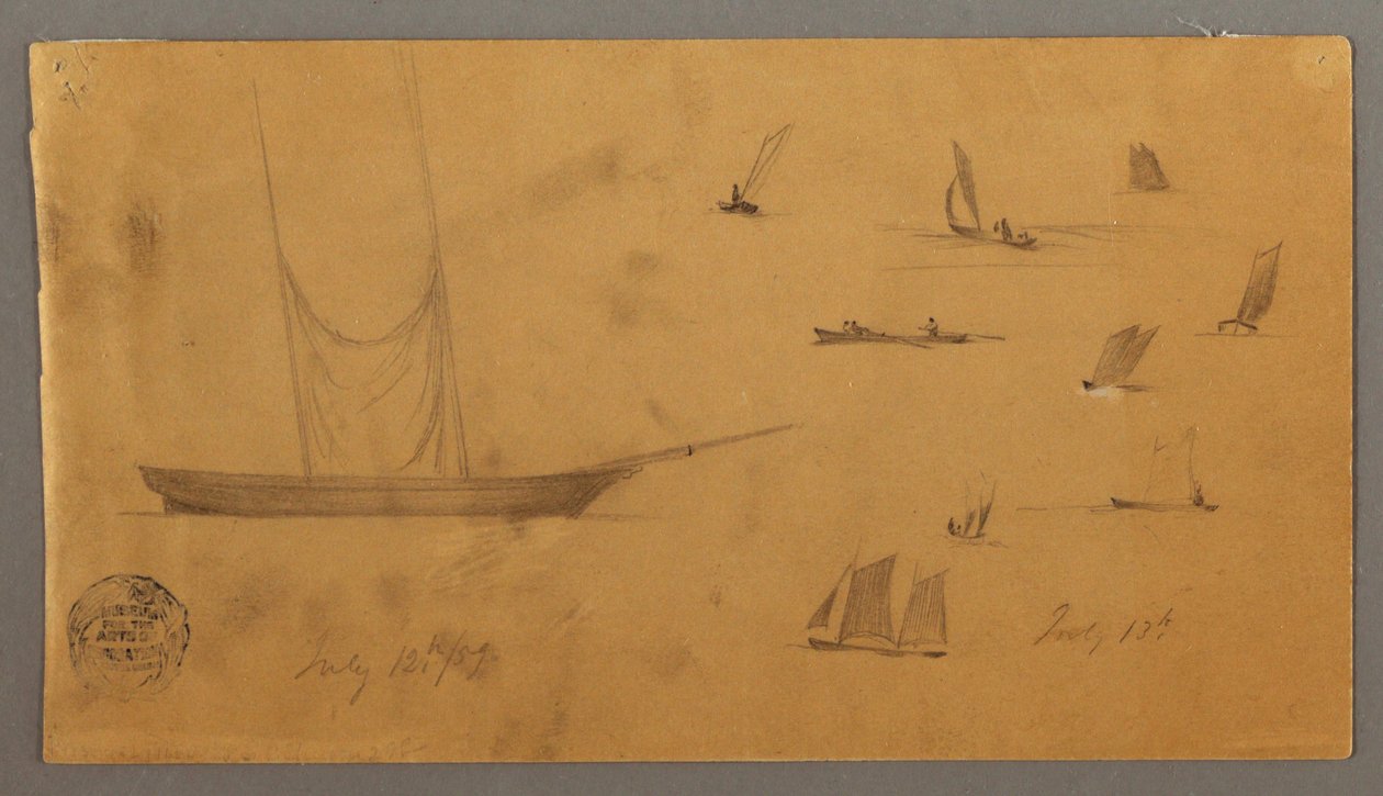 Rajz, Vitorlás tanulmányok, 1859. július 12-13., július 12-13. alkotó: Frederic Edwin Church