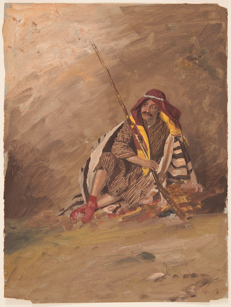 Rajz, Ülő beduin, valószínűleg 1868 februárja alkotó: Frederic Edwin Church
