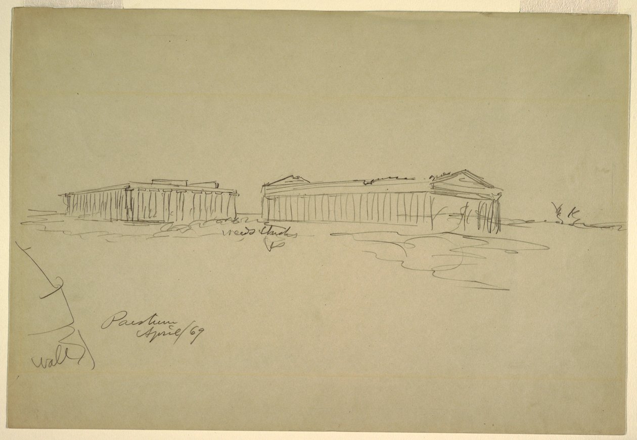 Rajz, vázlatok, Paestum, Dél-Olaszország, 1869. április alkotó: Frederic Edwin Church