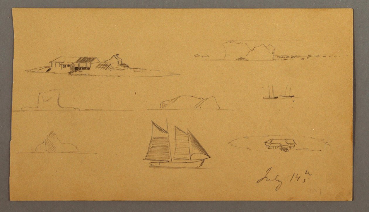 Rajz, Vázlatok Labradorból, valószínűleg 1859. július 14. alkotó: Frederic Edwin Church