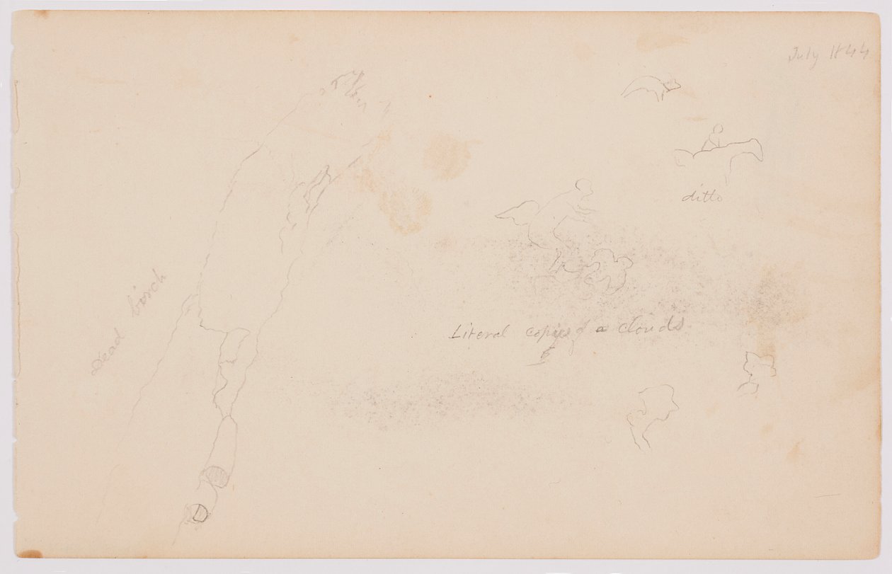 Rajz, Vázlatok felhőkről és holt nyírfáról, 1844. július alkotó: Frederic Edwin Church