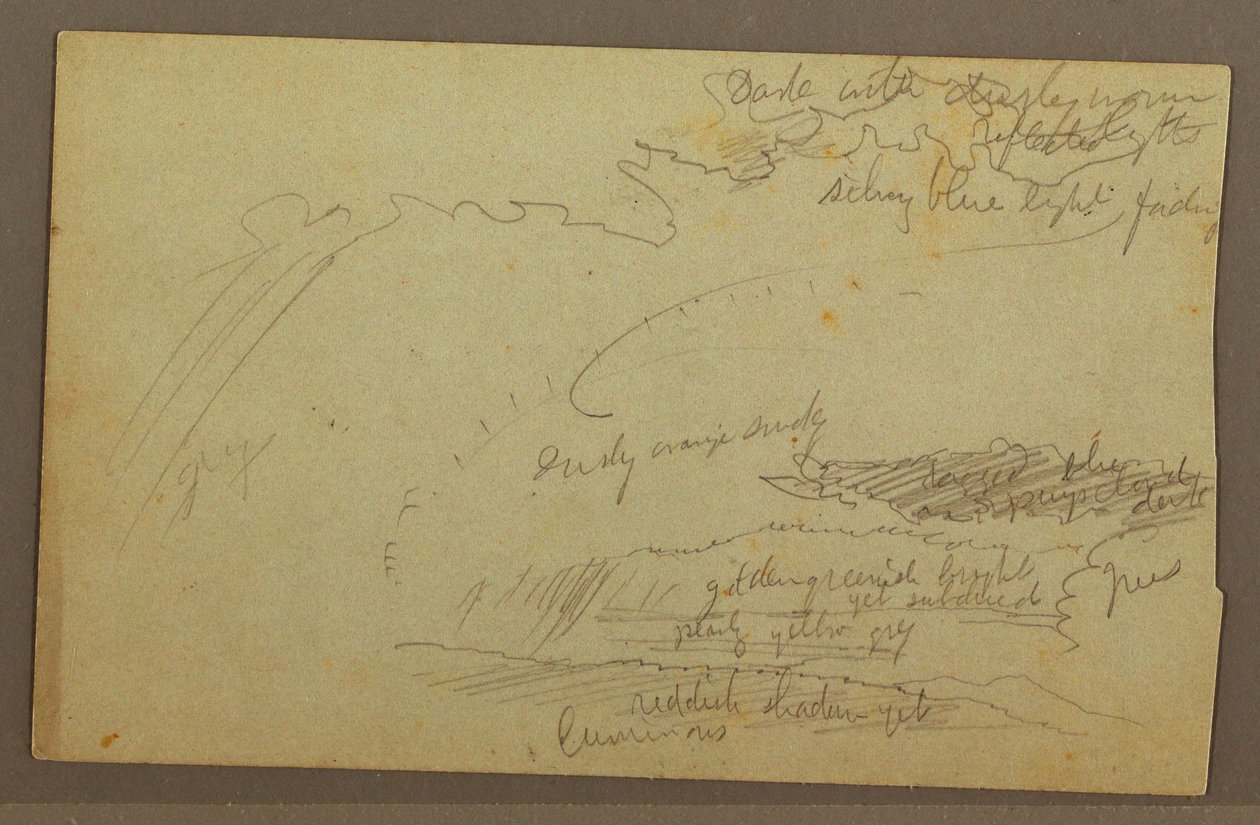 Rajz, Égi tanulmány, hegygerincek, szivárvány, 1860-as évek alkotó: Frederic Edwin Church