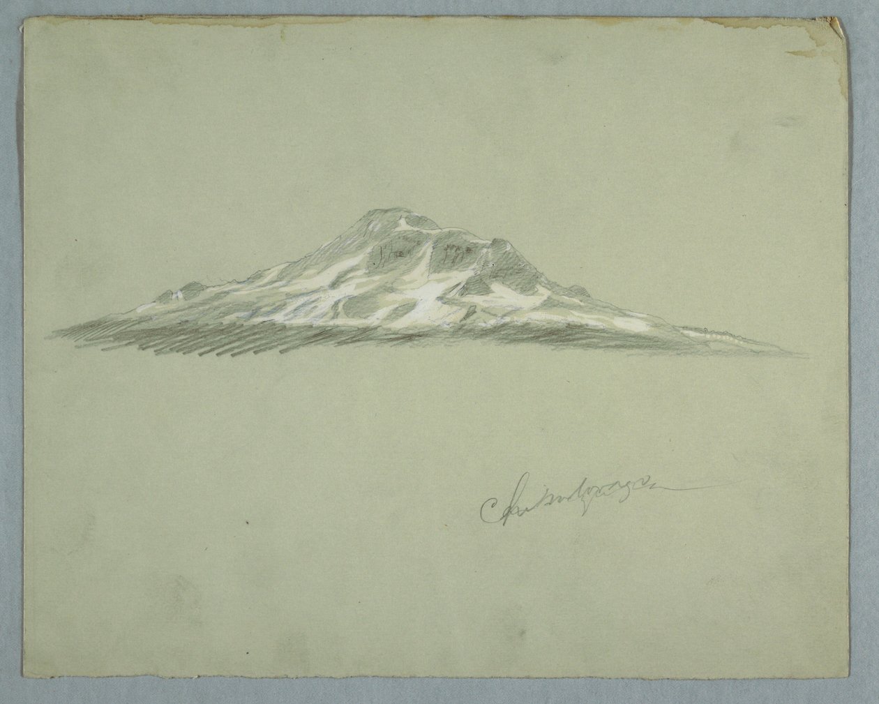 Rajz, A Chimborazo hegy havas csúcsa, Ecuador, 1857. július alkotó: Frederic Edwin Church