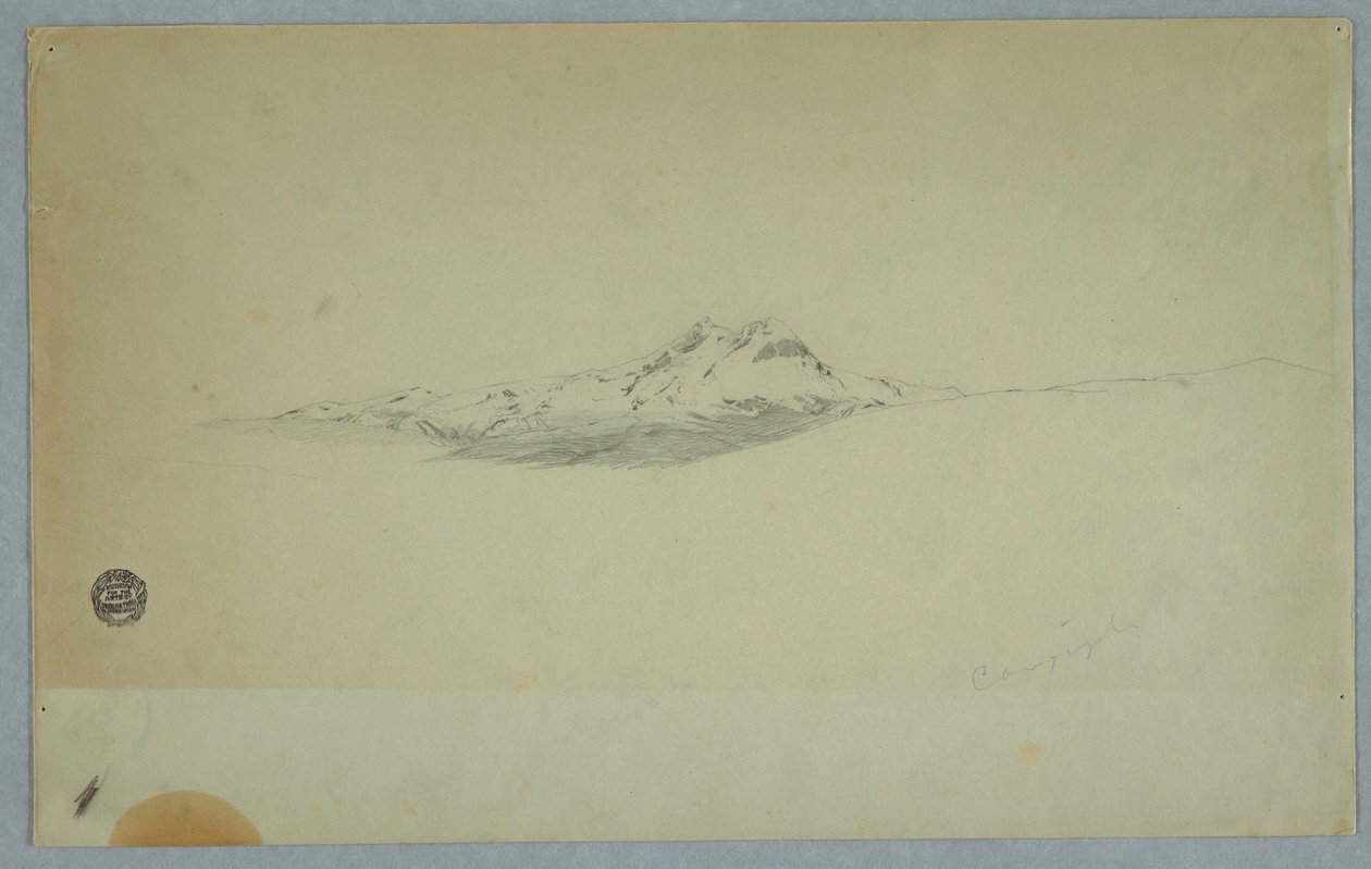 Rajz, A vulkán havas csúcsa, 1850-60 alkotó: Frederic Edwin Church