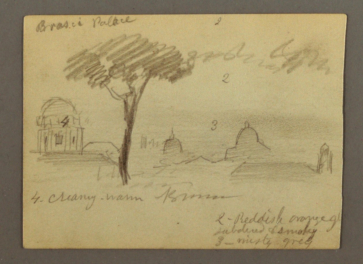 Rajz, Szent Péter bazilika és Vatikánváros (északról nézve), Róma, Olaszország, 1869. január alkotó: Frederic Edwin Church