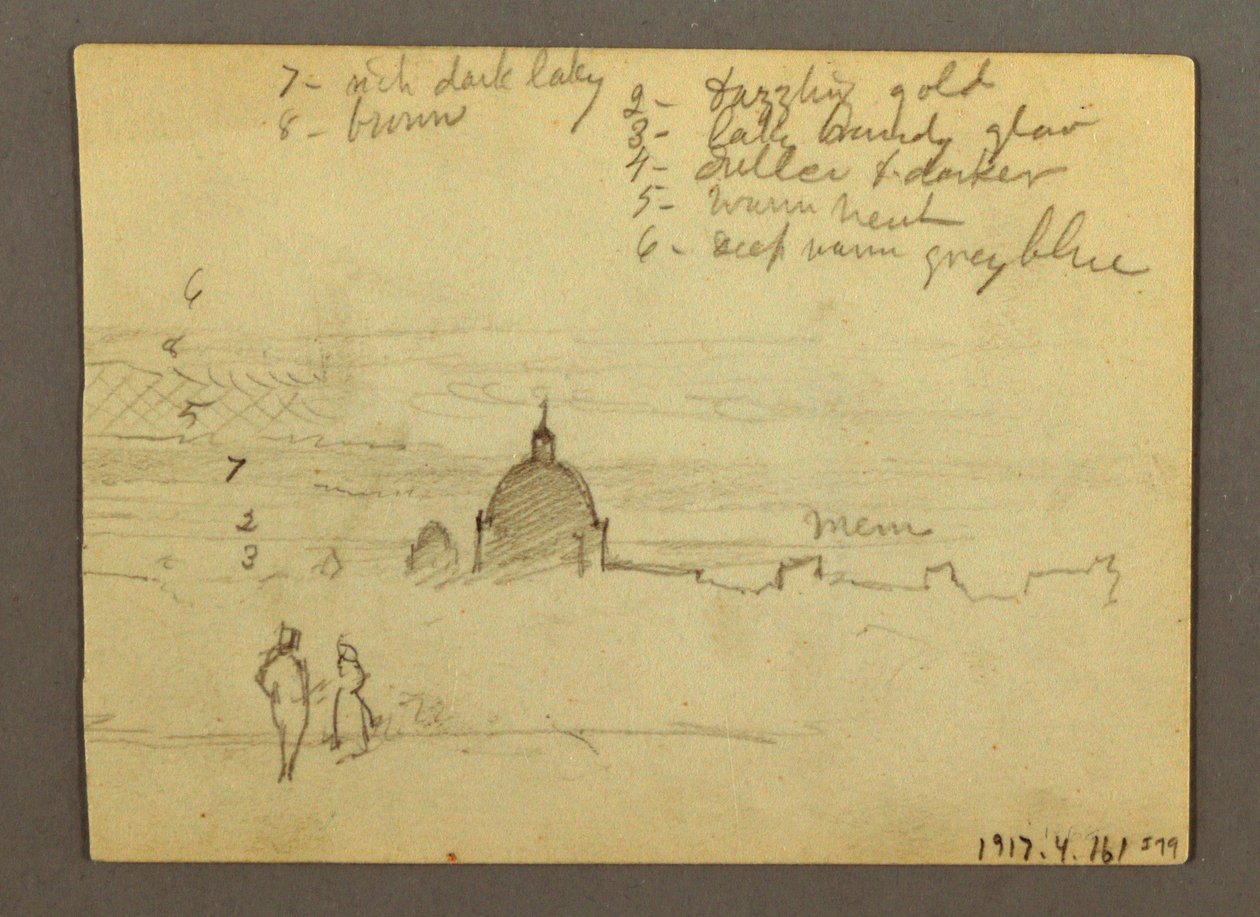Rajz, Szent Péter bazilika és Vatikánváros (északról nézve), Róma, Olaszország, 1869. január alkotó: Frederic Edwin Church