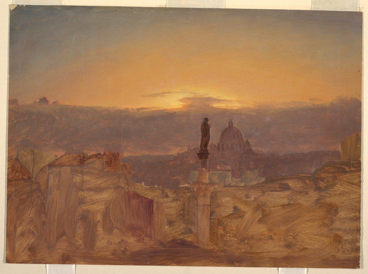Rajz, Szent Péter-bazilika a Pincio felől, Róma, 1868 vége vagy 1869 eleje. alkotó: Frederic Edwin Church