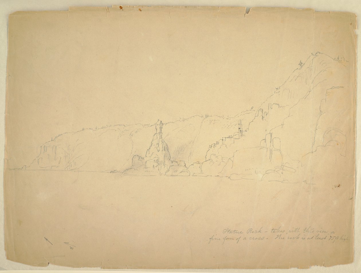 Rajz, "Szobor-szikla", 1851 szeptembere alkotó: Frederic Edwin Church