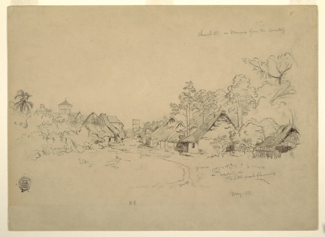 Rajz, utca Momposban, Kolumbia, 1853. május alkotó: Frederic Edwin Church