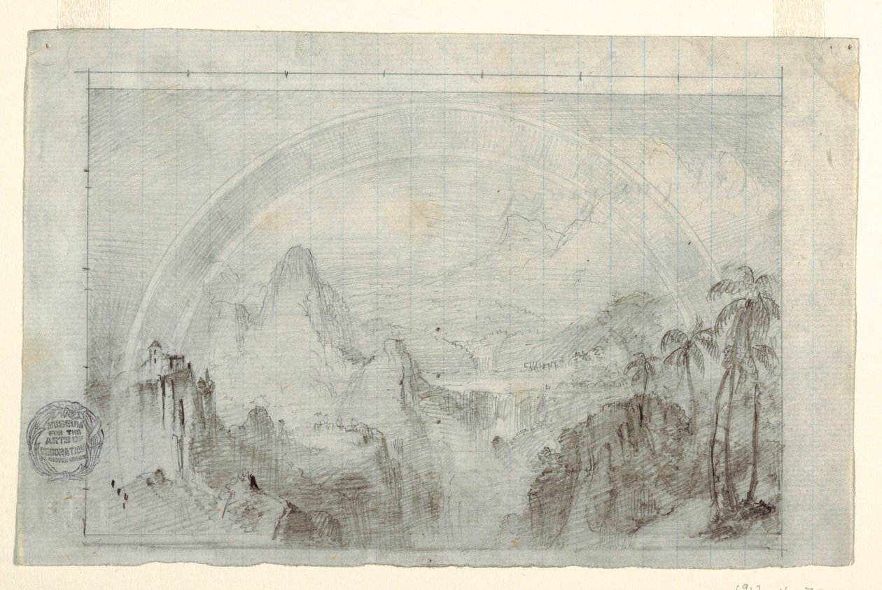 Rajz, tanulmány az "Esős évszak a trópusokon" című rajzhoz, 1865-66 alkotó: Frederic Edwin Church