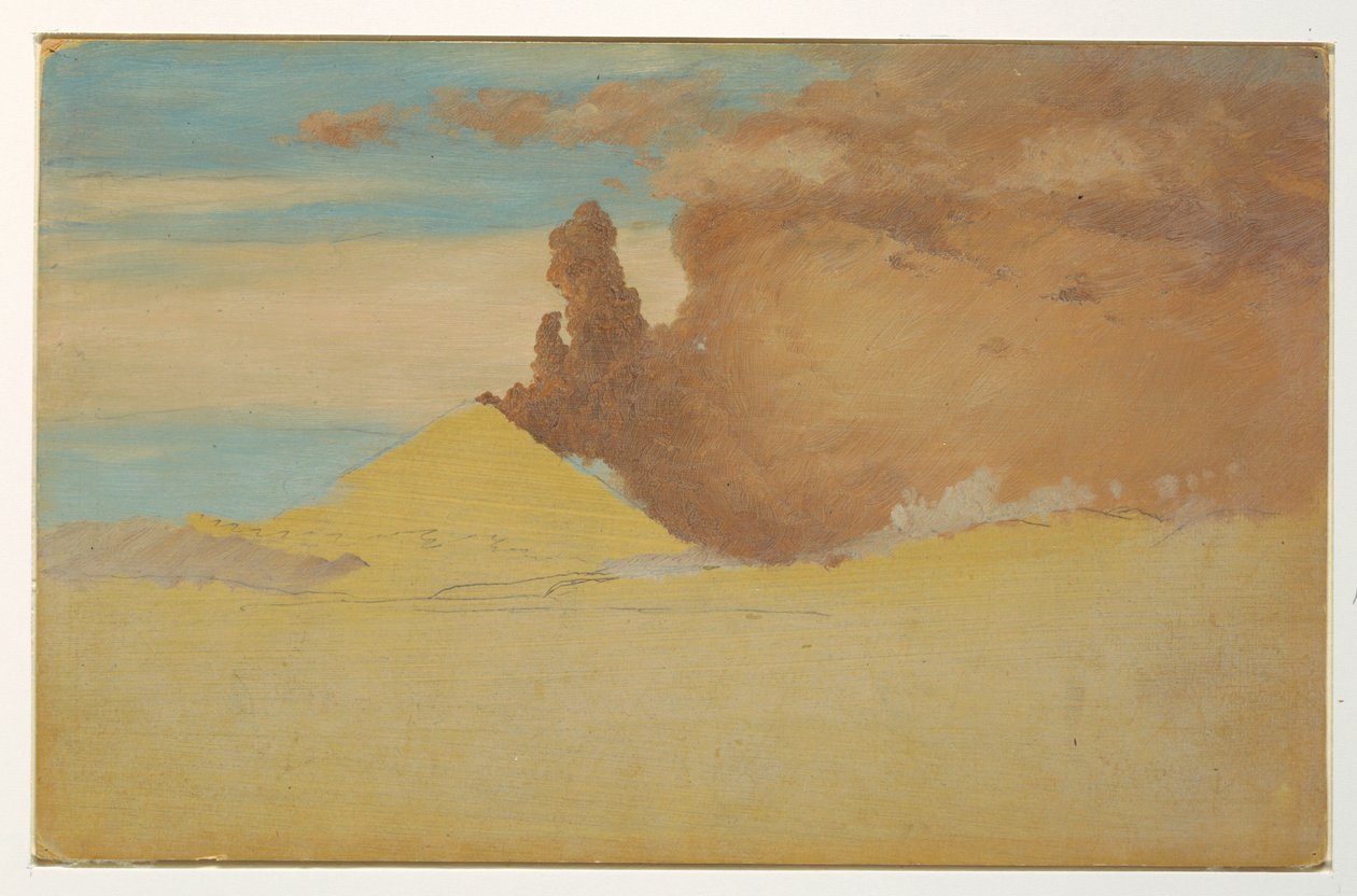 Rajz, A kitörő Cotopaxi tanulmánya, Ecuador, 1853 alkotó: Frederic Edwin Church