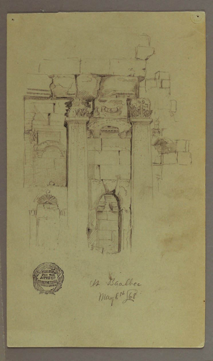 Rajz, Templomromok tanulmánya, 1868. május 8. alkotó: Frederic Edwin Church