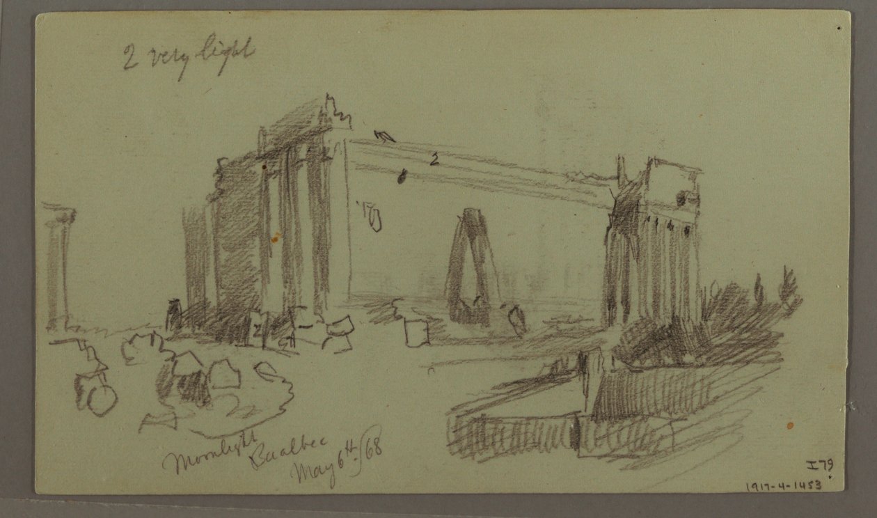Rajz, Templomromok tanulmánya, 1868. május 8. alkotó: Frederic Edwin Church
