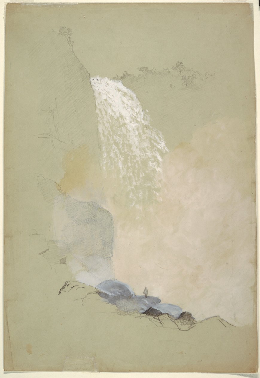 Rajz, Tanulmány a Tequendama-vízesésről Bogotá közelében, Kolumbia, 1853. július alkotó: Frederic Edwin Church