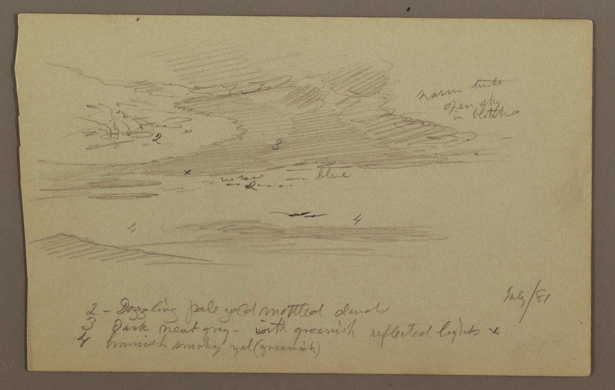 Rajz, Csúcs és égbolt, 1881. július alkotó: Frederic Edwin Church