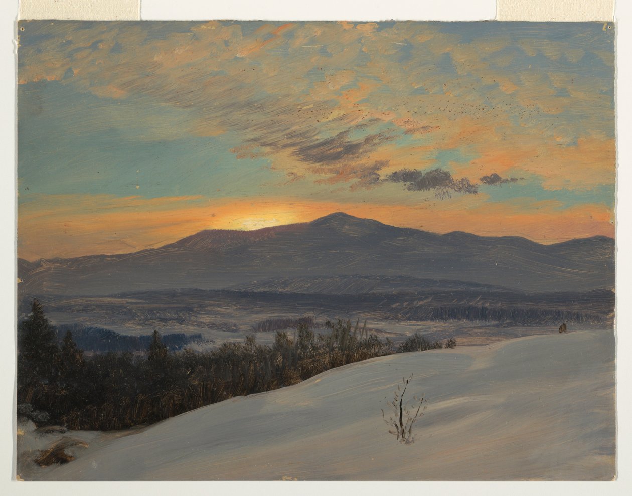 Rajz, Naplemente a Hudson-völgyön át, tél, 1870-80 alkotó: Frederic Edwin Church