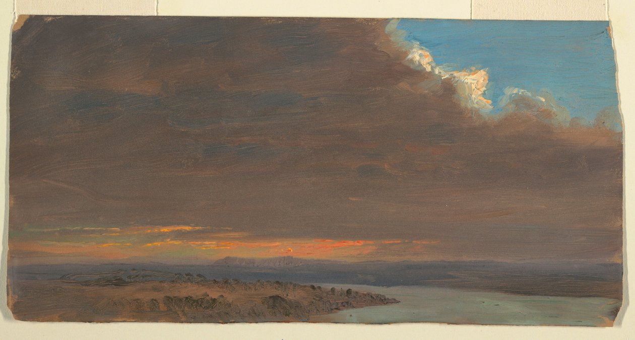 Rajz, Naplemente, Hudson-völgy, New York, 1870-80 alkotó: Frederic Edwin Church