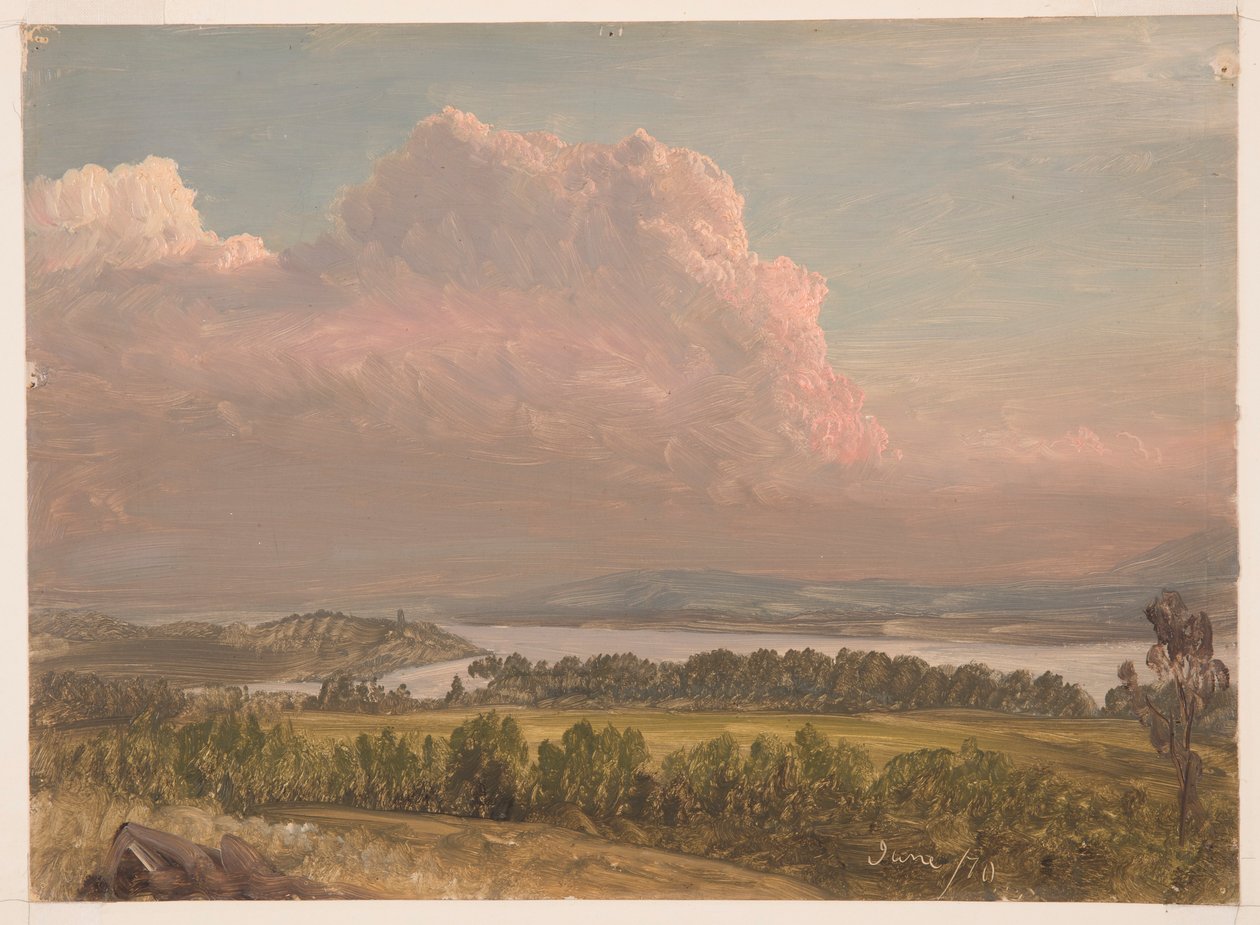 Rajz, Naplemente a Hudson-völgyön, 1870 júniusában alkotó: Frederic Edwin Church