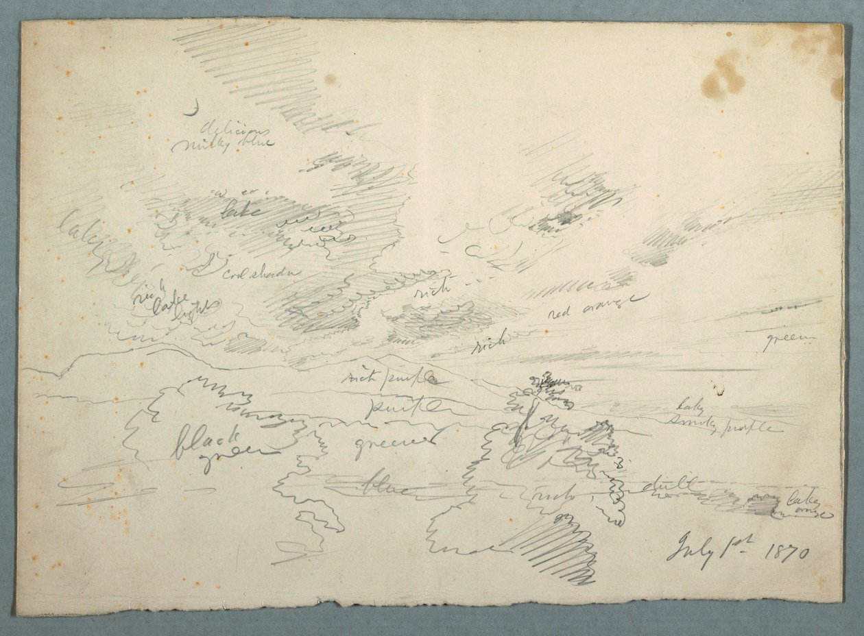 Rajz, Naplemente Olana felől, 1870. július 1. alkotó: Frederic Edwin Church