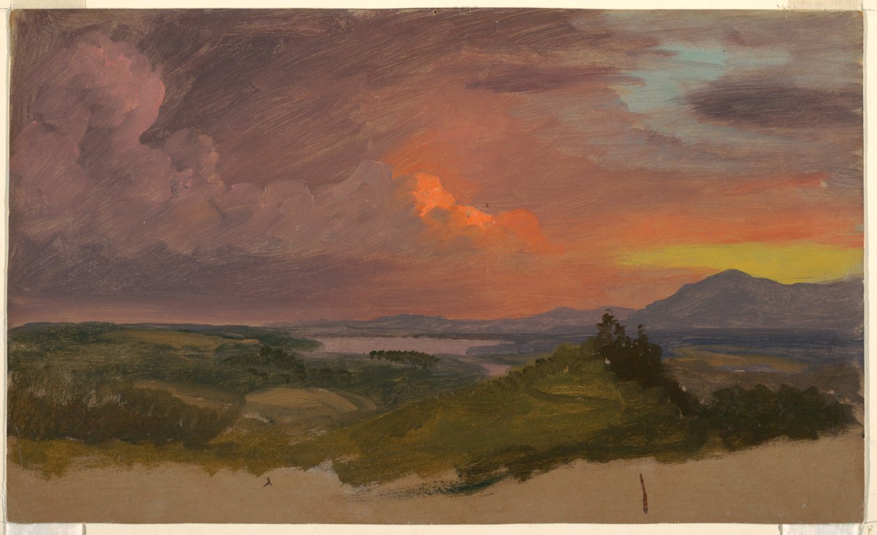 Rajz, Naplemente a Hudson-völgyben, 1870-75 alkotó: Frederic Edwin Church