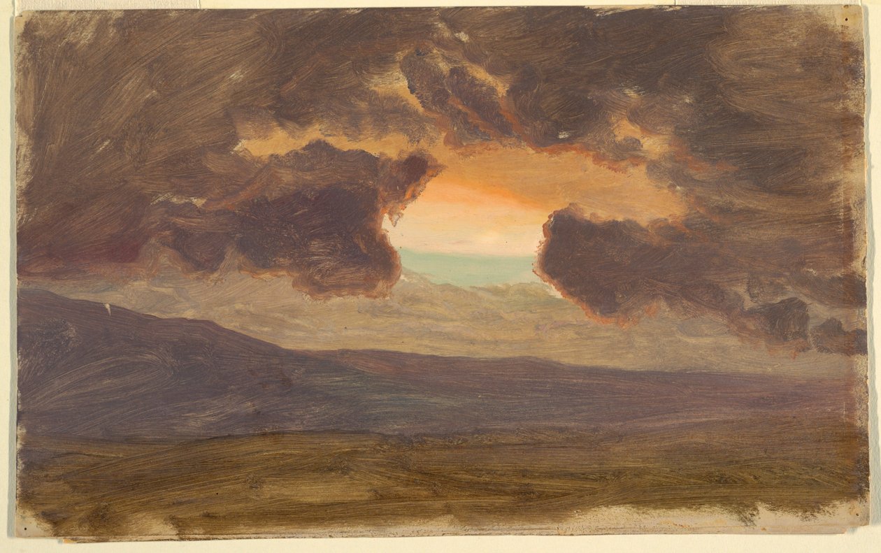 Rajz, Naplemente a puszta dombok felett, 1870-80 alkotó: Frederic Edwin Church