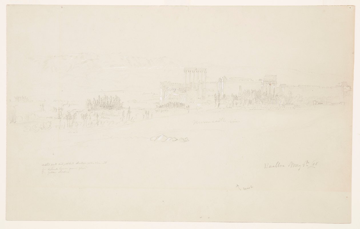 Rajz, templomok, Baalbek, 1868. május 6. alkotó: Frederic Edwin Church