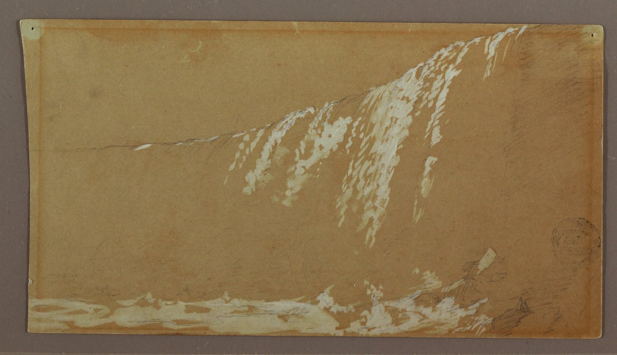 Rajz, A kanadai vízesés és a Kecskesziget a Niagara folyónál, valószínűleg 1858 alkotó: Frederic Edwin Church